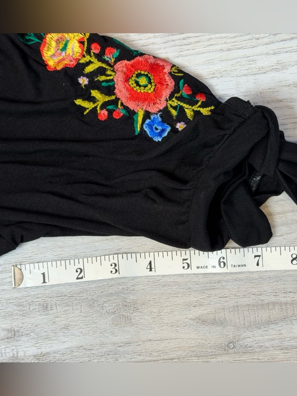 ASOS DESIGN Embroidered Midi Button Through Tea Dress Black Fit & Flare Size 10 - Picture 14 of 15
